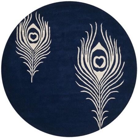 Safavieh Soho Hand Tufted Round Rug- Navy - Ivory- 6 x 6 ft. SOH704D-6R